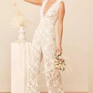 Lulus Enamored With You White Lace Wide-Leg Jumpsuit